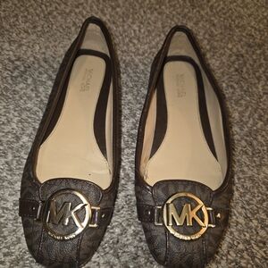Michael Kors Brown Loafers with Gold Emblem
